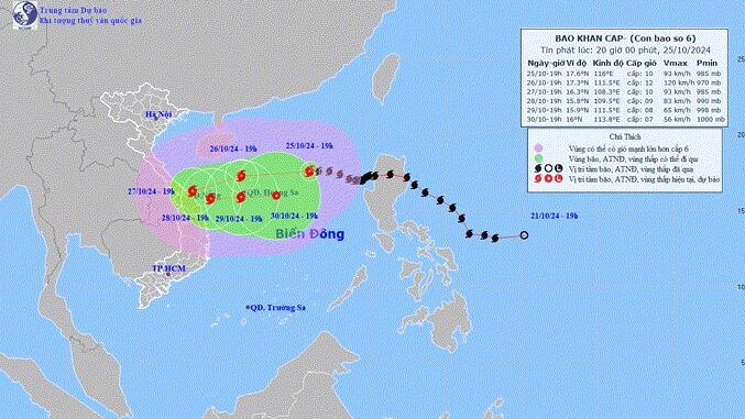 Tin bão khẩn cấp – cơn bão số 6: Bão giật cấp 14, hàng loạt tỉnh thành mưa xối xả từ đêm nay
