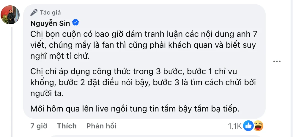 Nguyễn Sin xiên xỏ bà Phương Hằng vì livestream tung tin bị phạt 7,5 triệu? - Hình 4