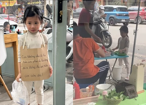Video: Con gái không chịu đi học, mẹ cho sang hàng xóm phụ bán phở, nhìn  dòng chữ treo trước ngực vừa thương vừa buồn cười - Netizen - Việt Giải Trí